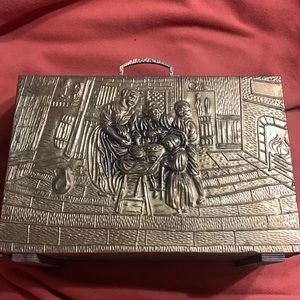 Vintage Lombard Hearth Tinderbox Brass & Wood Made in Germany